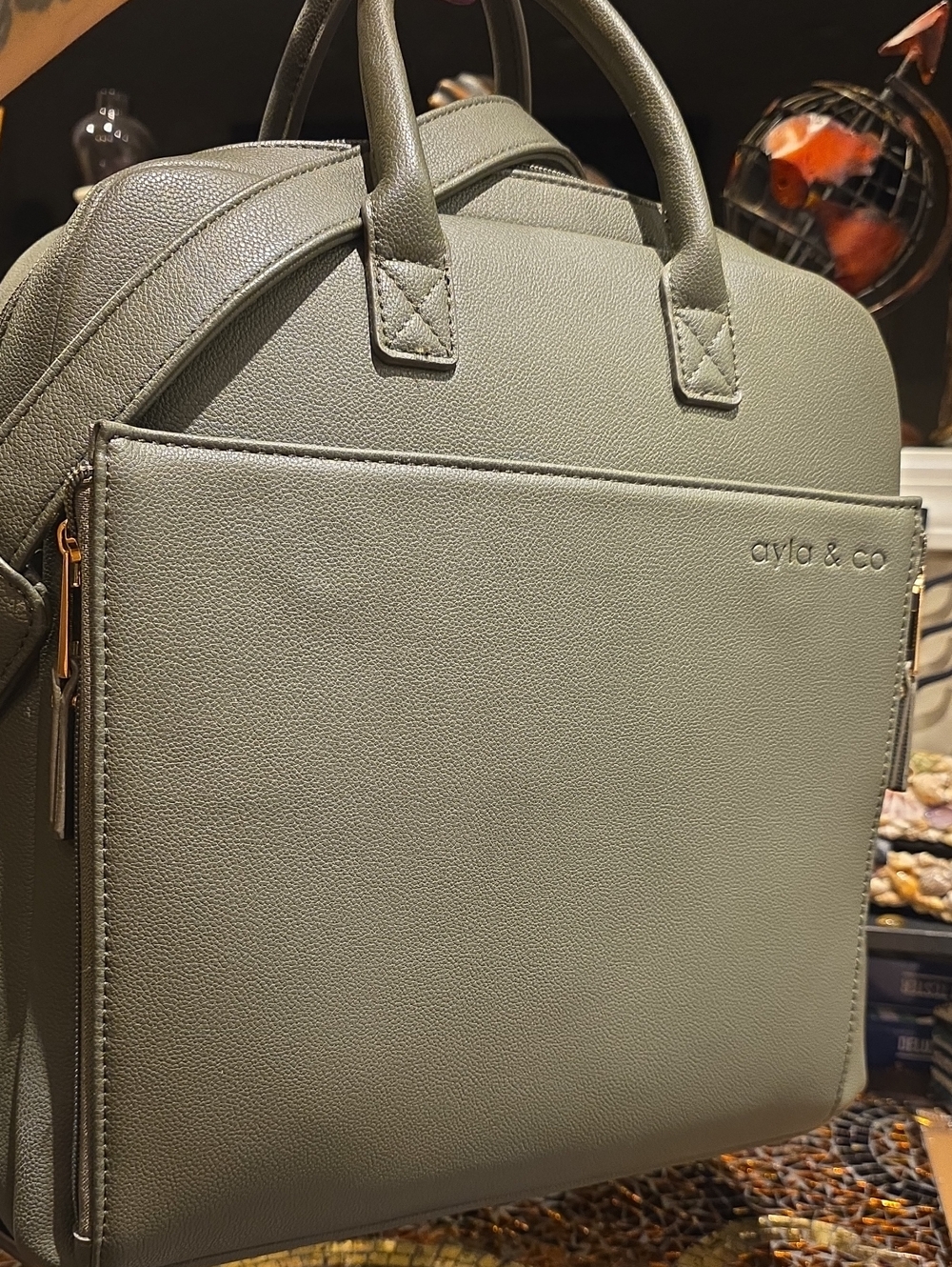 Ayla & Co Olive Green Baby Bag Backpack